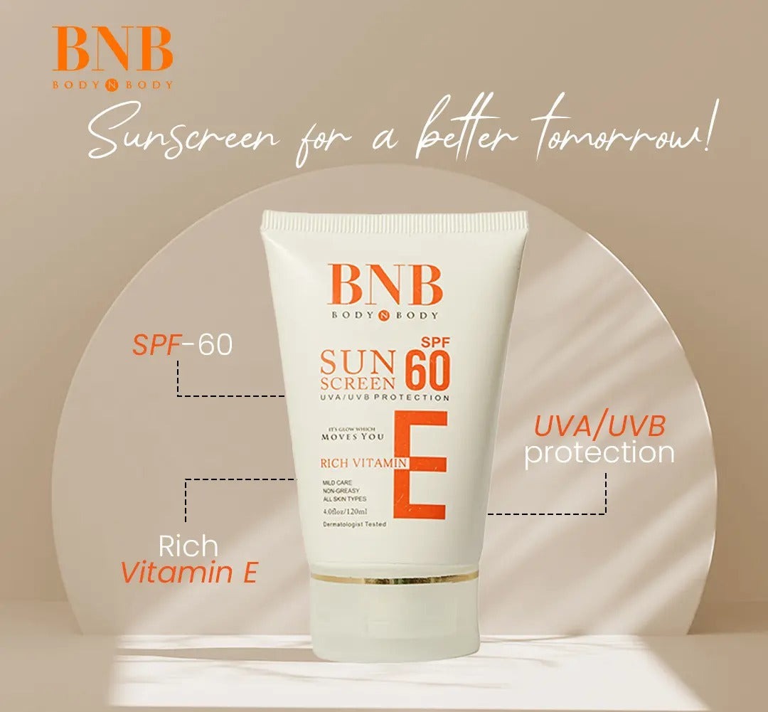 Bnb Sunscreen SPF-60 with Vitamin E (120ml)